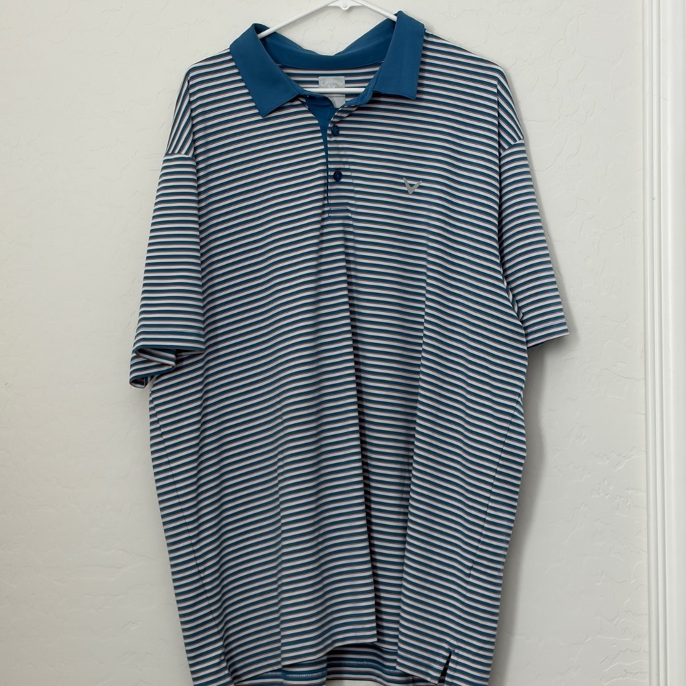 Callaway Blue Striped Polo Golf Shirt